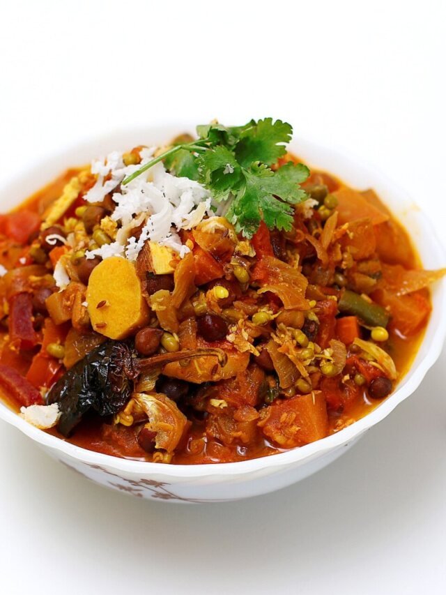 Curry vegetariano de legumes fica pronto em cerca de meia hora
